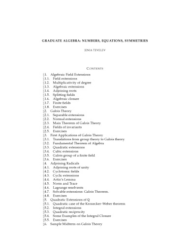 Graduate algebra: numbers, equations, symmetries [Lecture notes]