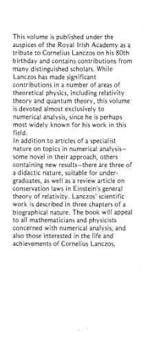 Studies in Numerical Analysis: Papers presented to Cornelius Lanczos (80th festschrift)