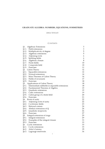 Graduate algebra: numbers, equations, symmetries [Lecture notes]