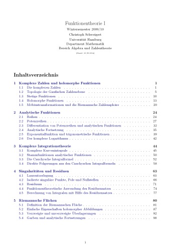 Funktionentheorie I [Lecture notes]