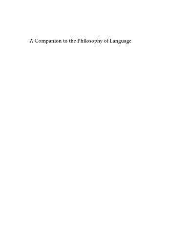 A Companion to the Philosophy of Language