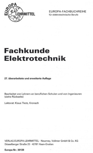 Fachkunde Elektrotechnik