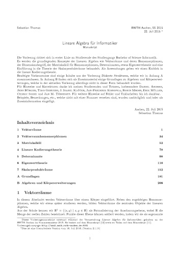 Lineare Algebra für Informatiker