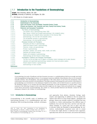 Treatise on Geomorphology: The Foundations of Geomorphology