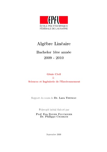 Algèbre Linéaire [Lecture notes]