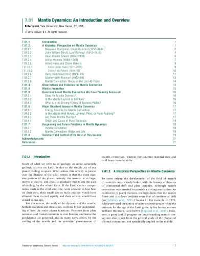 Treatise on Geophysics: Mantle Dynamics