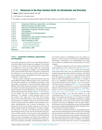 Treatise on Geophysics: Resources in the Near-Surface Earth