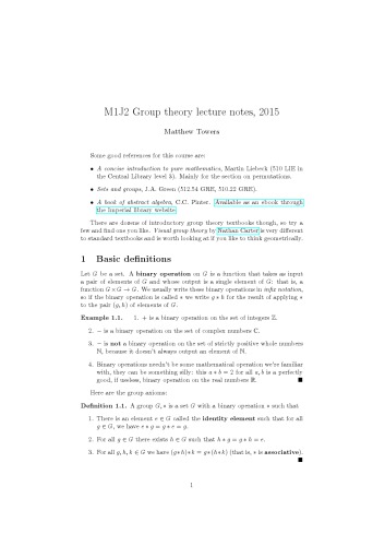 M1J2 Group theory [lecture notes]