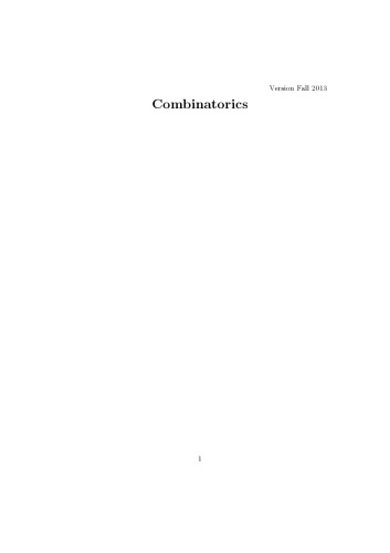 Combinatorics [Lecture notes]