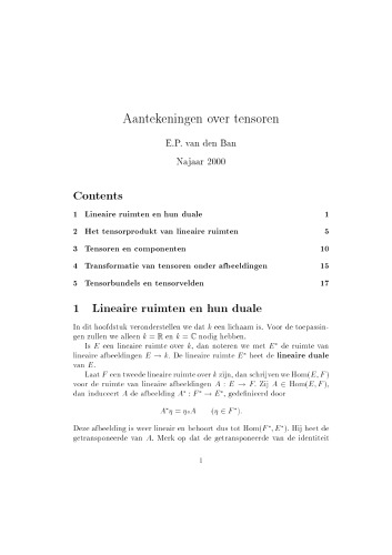 Aantekeningen over tensoren [Lecture notes]