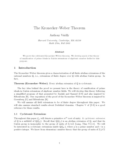 The Kronecker-Weber Theorem [expository notes]