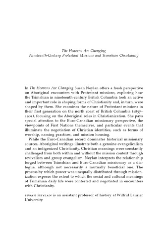 The Heavens Are Changing: Nineteenth-Century Protestant Missions and Tsimshian Christianity