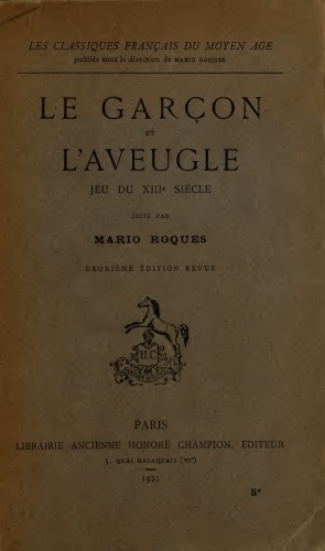 Le garçon et l’aveugle, jeu du XIIIe siècle