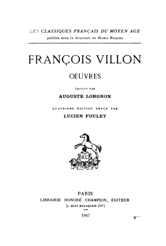 Oeuvres de François Villon