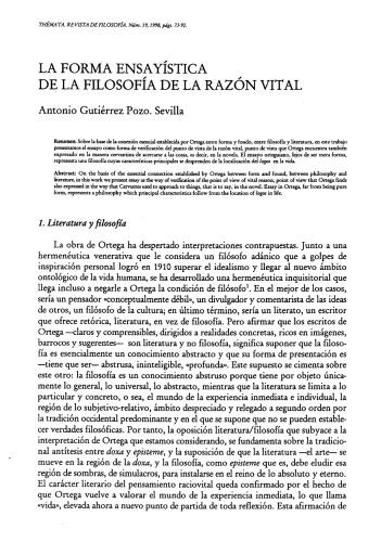 [Article] La forma ensayística de la filosofía de la razón vital