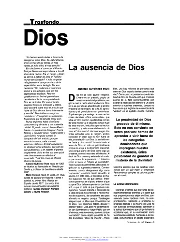 [Article] La ausencia de dios