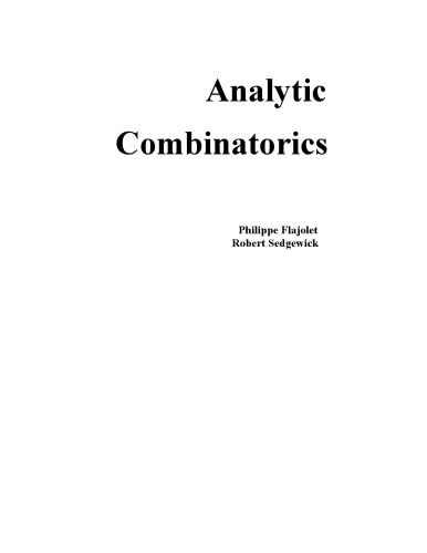 Analytic Combinatorics