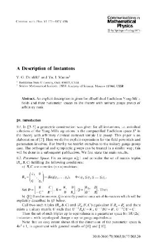 Description of instantons