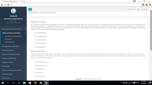 uWorld Biostatistics Subject Review 2016