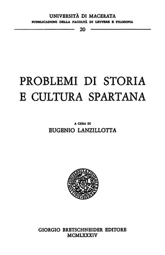 Problemi di storia e cultura spartana