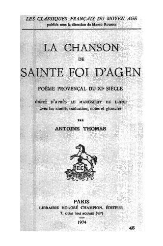 La chanson de sainte Foi d’Agen, poème provençal du XIe siècle