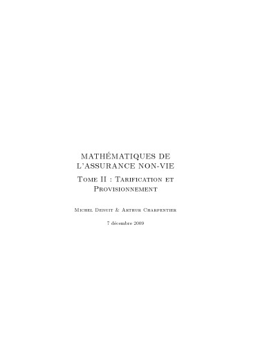 Mathématiques de l’Assurance Non Vie