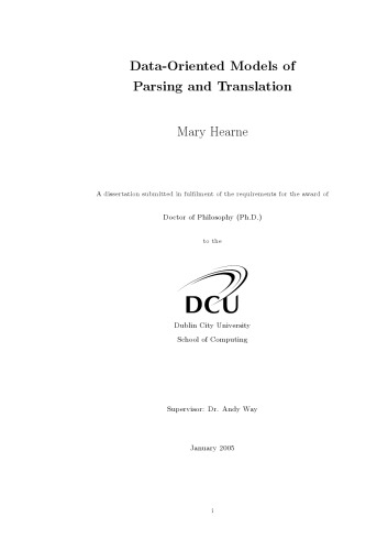 Data-oriented models of parsing and translation [thesis]