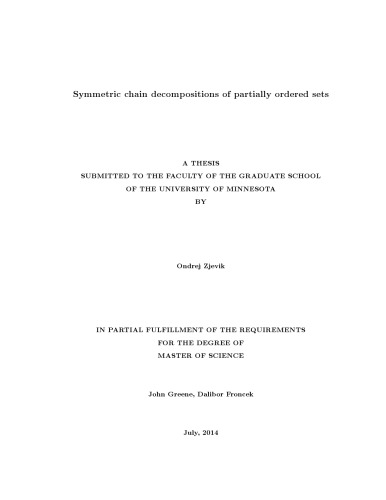 Symmetric chain decompositions of partially ordered sets [thesis]