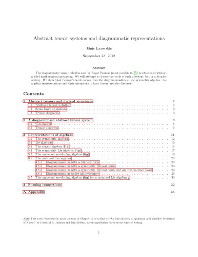 Abstract tensor systems and diagrammatic representations [expository notes]