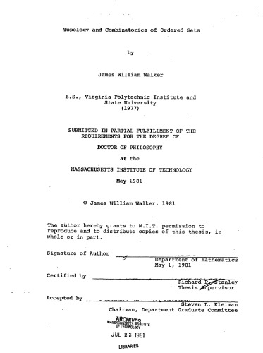 Topology and combinatorics of ordered sets [PhD thesis]