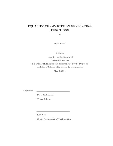 Equality of P-partition Generating Functions [thesis]