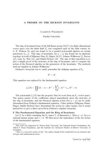 A primer on the Dickson invariants [expository notes