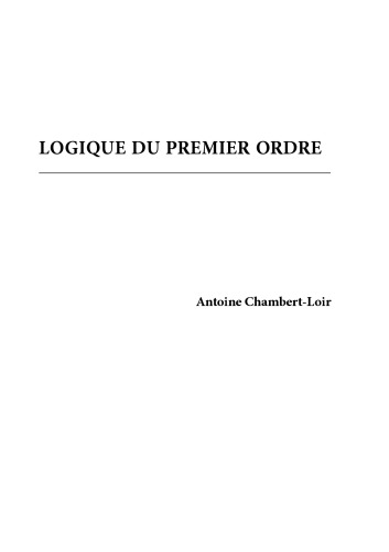 Logique du premier ordre [Lecture notes]