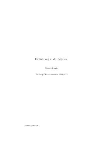 Einführung in die Algebra [Lecture notes]