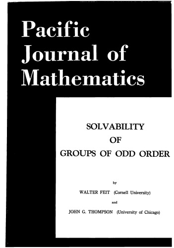 Solvability of Groups of Odd Order