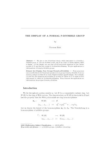 The display of a formal p-divisible group [expository notes]