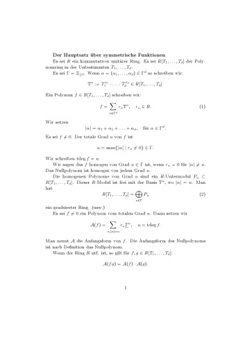 Der Hauptsatz über symmetrische Funktionen [expository notes]