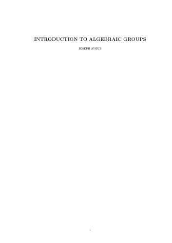 Introduction to Algebraic Groups [Lecture notes]