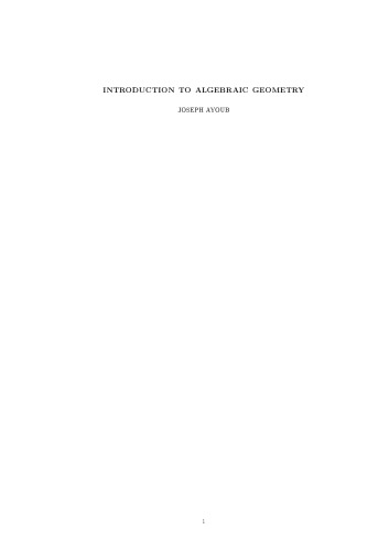 Introduction to Algebraic Geometry [Lecture notes]