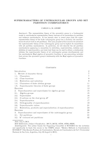 Supercharacters of unitriangular groups and set partition combinatorics [Lecture notes]