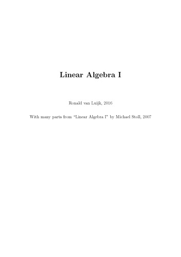 Linear Algebra I [Lecture notes]