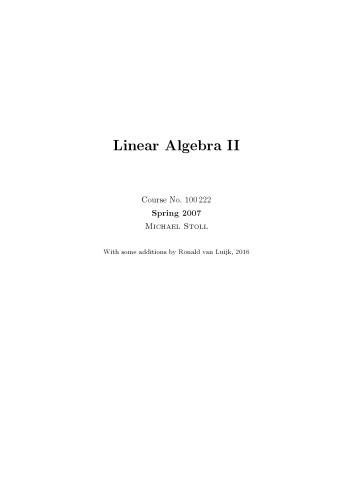 Linear Algebra II [Lecture notes]