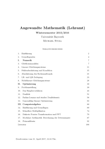 Angewandte Mathematik (Lehramt) [Lecture notes]