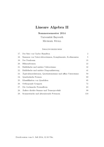 Lineare Algebra II, SS 2014 [Lecture notes]