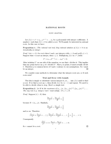 Rational roots [expository notes]