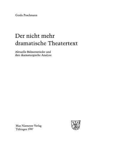 Der Nicht Mehr Dramatische Theatertext