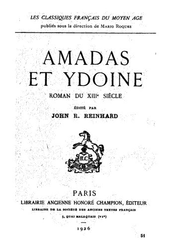 Amadas et Ydoine, roman du XIIIe siècle