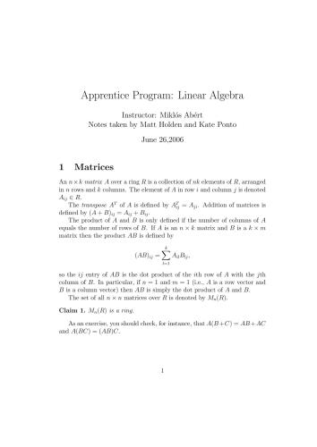 Apprentice program: linear algebra [lecture notes]