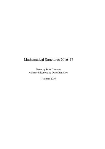 Mathematical Structures [Lecture notes]