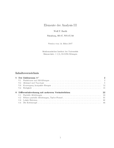 Elemente der Analysis III [Lecture notes]